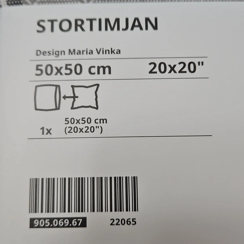IKEA Stortimjan Cushion Cover NEW Maria Vinka 20X20 Gray White Black